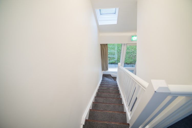 Staircase looking down at 26 Norham Gardens flat