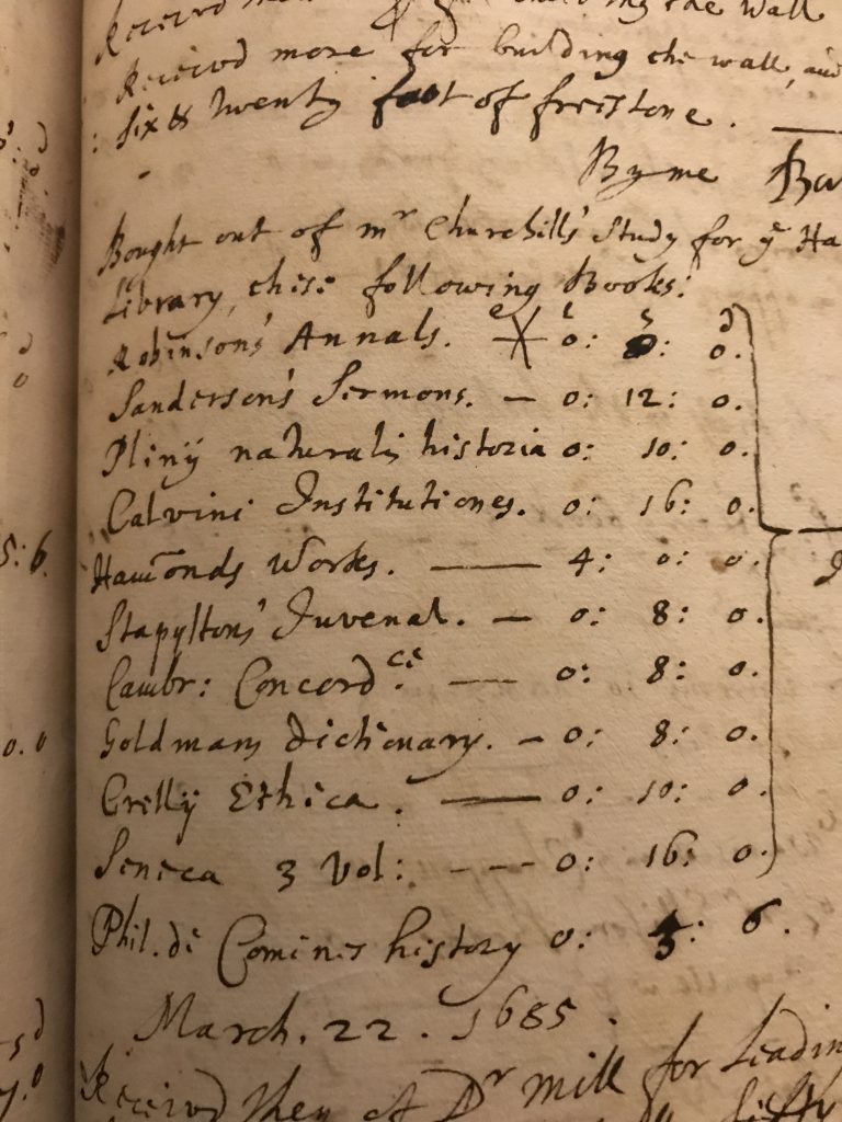 List of books “Bought out of mr Churchill’s Study” (New Ledger Book, p.342)