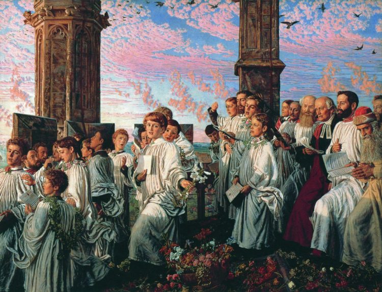 Holman Hunt May Morning on Magdalen Tower