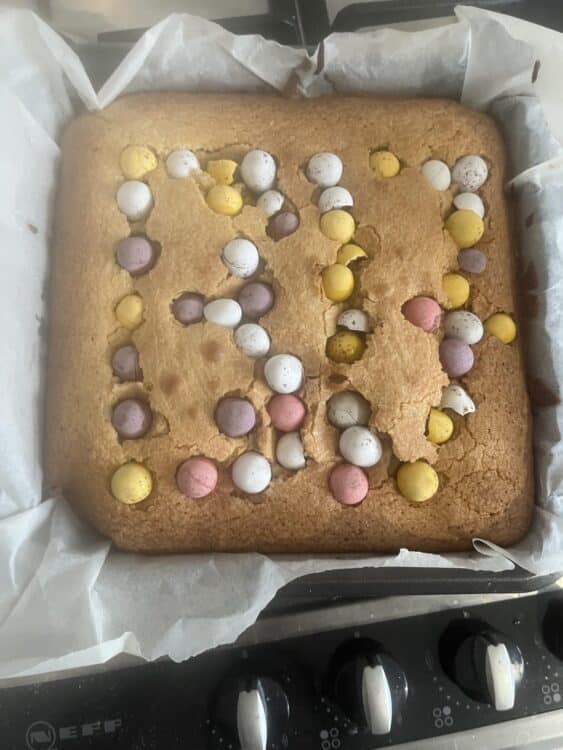 1317 Blondie A blondie cake with a decoration reading 1317