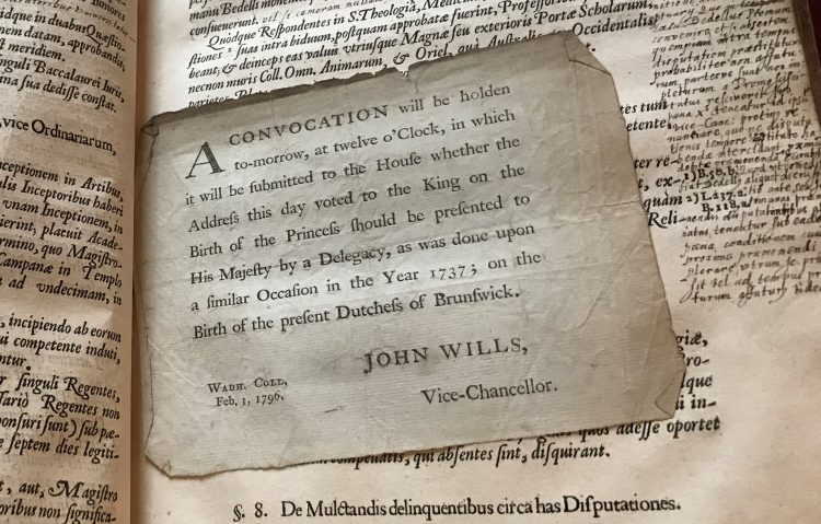 Notice of a meeting of convocation in 1796