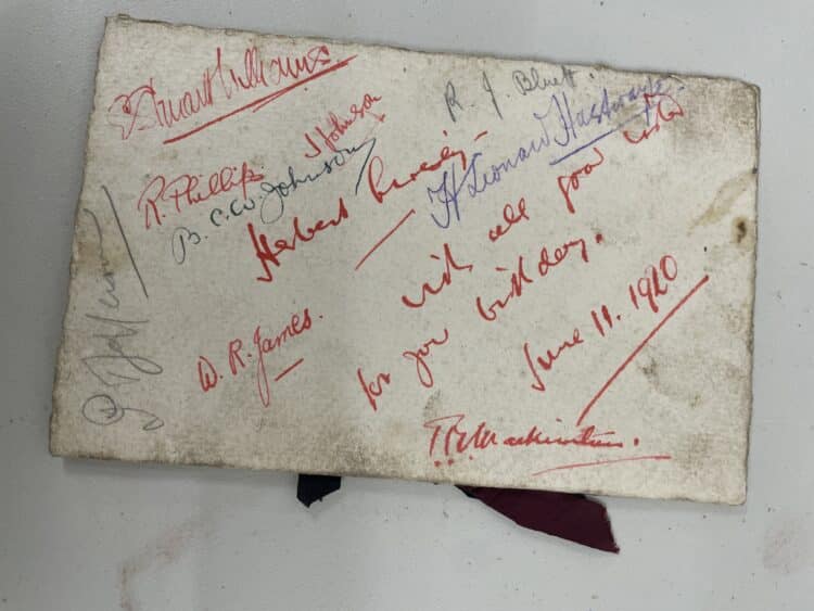 Dinner menu for the Teddy Bear Society (1920) Archives Soc 10/1]