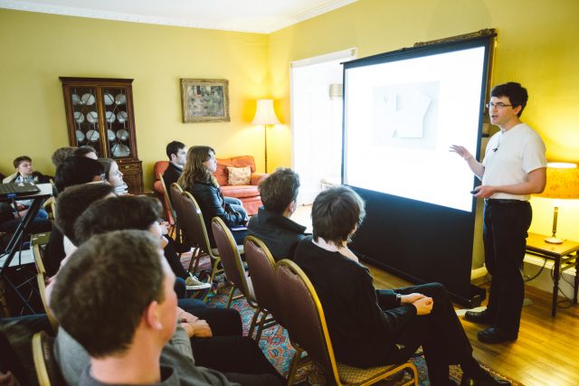 Professor Oliver Riordan giving a lecture at the 2017 College Research Expo