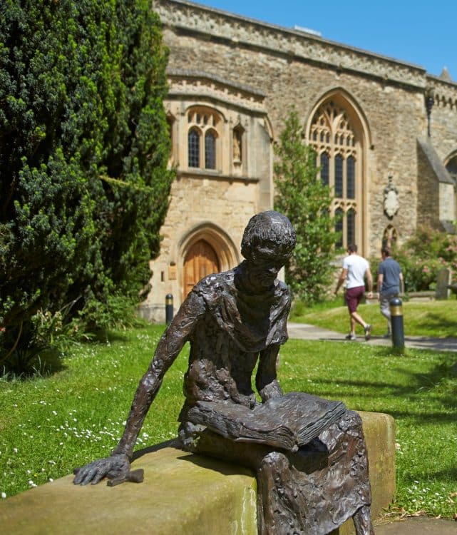 St Edmund of Abingdon statue, in the Teddy Hall graveyard