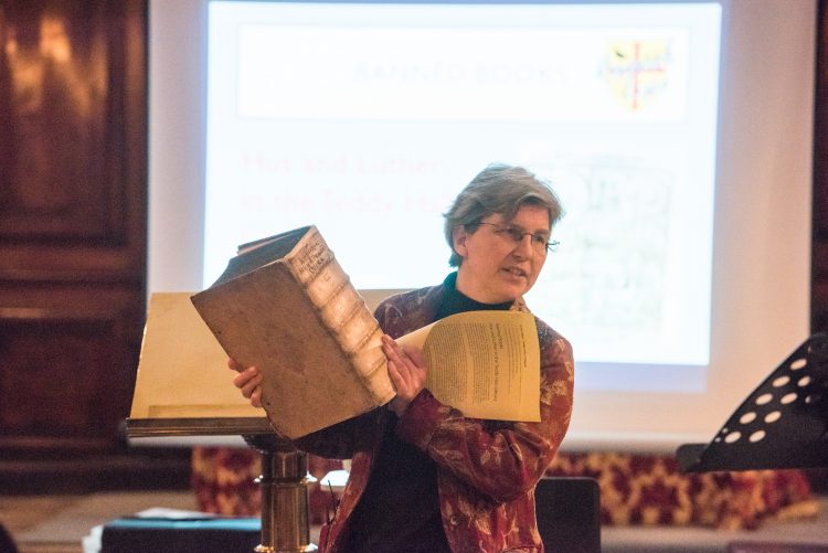 Henrike giving a talk in the Chapel at the Research Expo