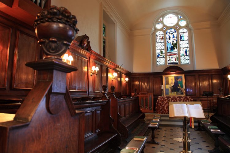 The Ceri Richards altarpiece inside the College Chapel