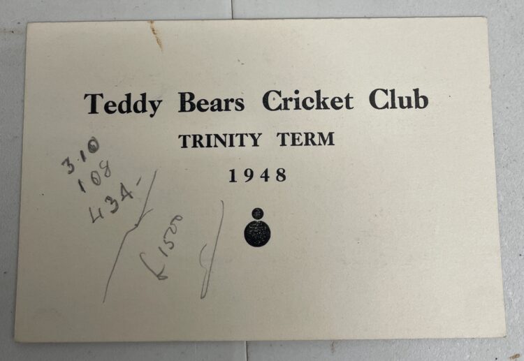 Printed fixture list for Teddy Bears' Cricket Club (1948) Archives Soc 1 C 3
