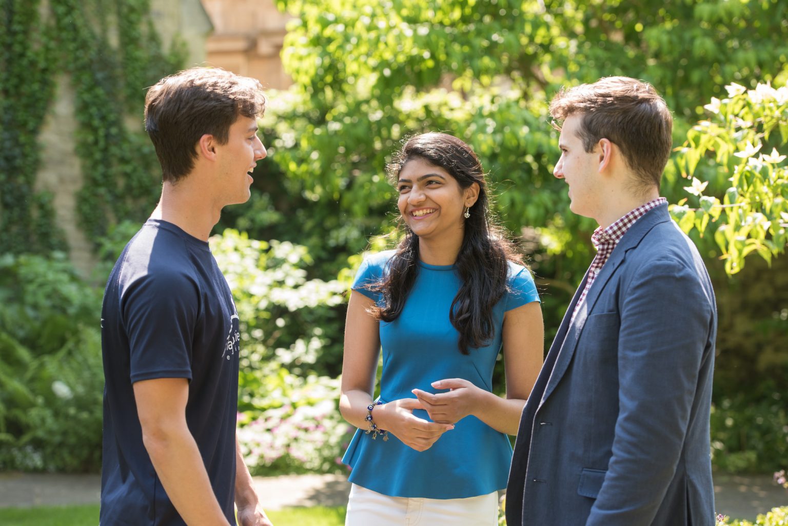 Students chatting in the graveyard