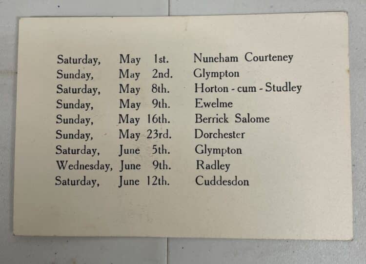 Printed fixture list for Teddy Bears' Cricket Club (1948) Archives Soc 1 C 3
