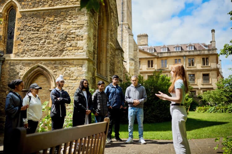 Student giving tour of College