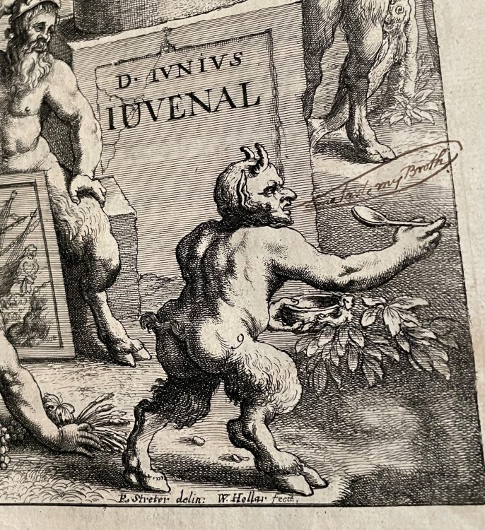 Detail of a satyr from the title page of Juvenal, The manners of men, described in sixteen satyrs ((London, 1660, Fol. O 1)