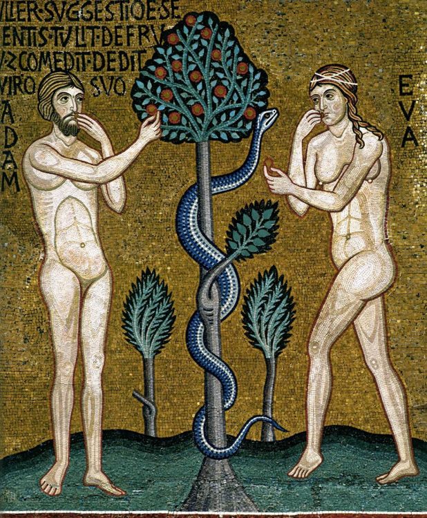 Adam and Eve with the tree of knowledge and the serpent