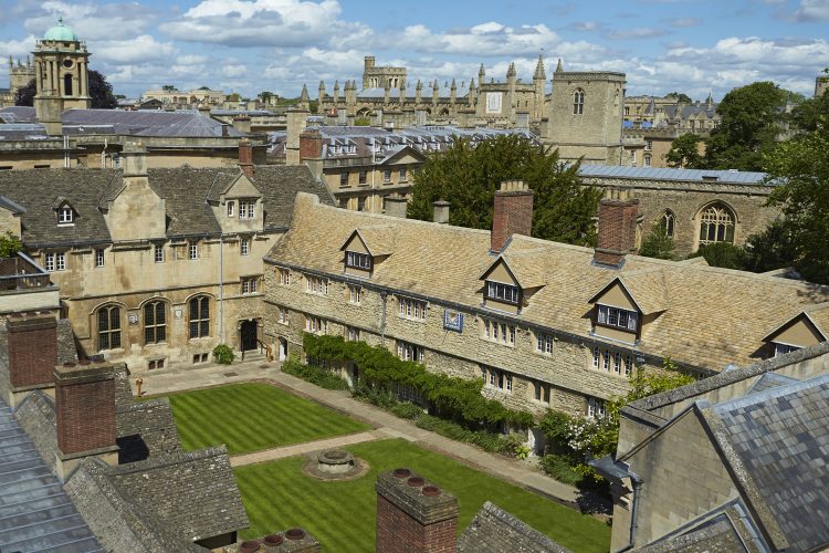 St Edmund Hall's Front Quad and Library, seen from above