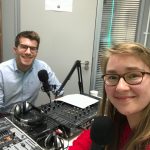 Alice Watson and James O'Donovan in radio studio