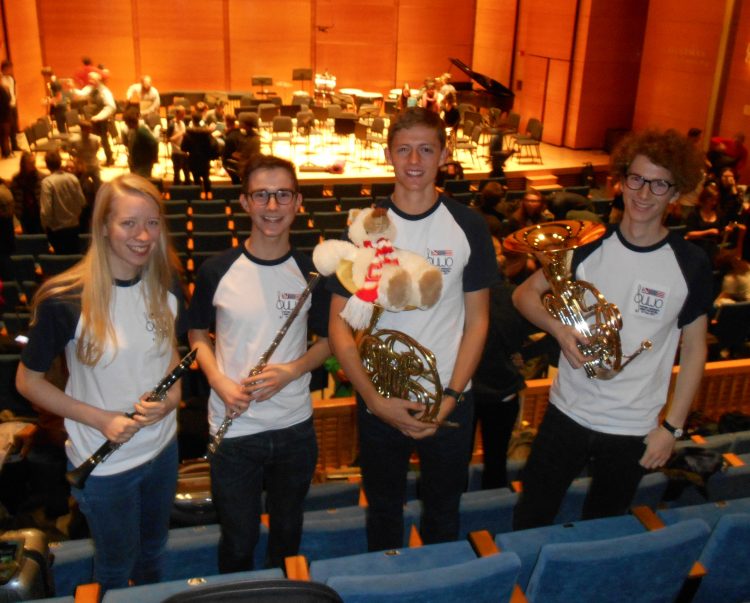 Anna, Simon, Brad and Leo on tour with Oxford University Wind Orchestra in the USA