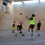 Teddy Hall making a play in the 2018 basketball Cuppers final