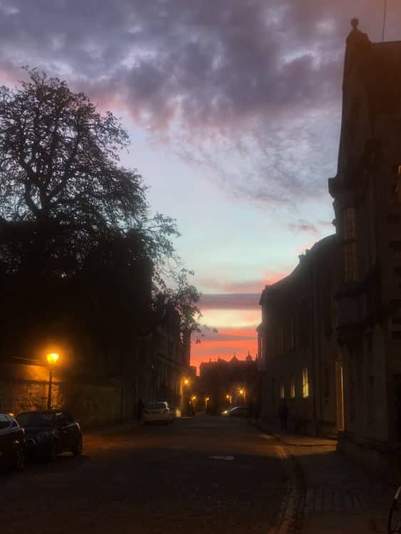 Sunset on an Oxford street