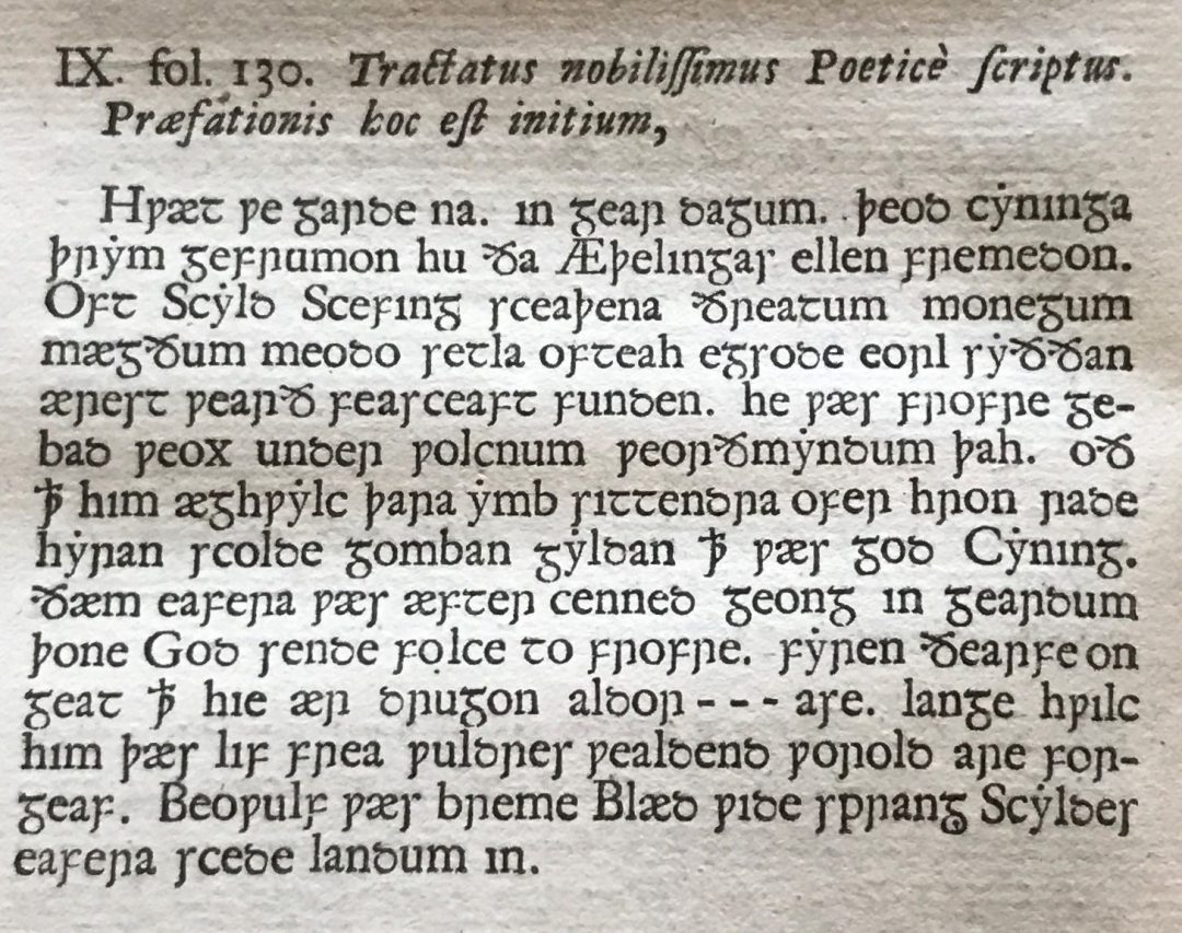 Beowulf from Linguarum vett. septentrionalium thesaurus grammatico-criticus et archæologicus (London, 1703-5)