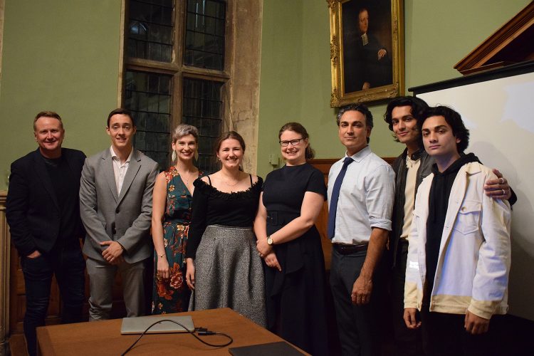CCB Human Mind Group shot 14.10.21 The CCB Committee and Head with the Speaker Dr Rahul Jandial and his two sons