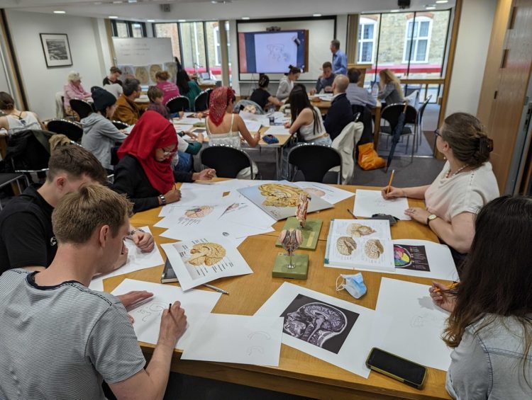 Centre for the Creative Brain audience listening to speaker at 'Drawing the Human Brain' event