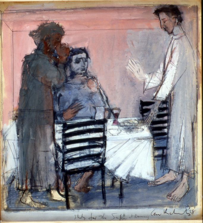 An earlier sketch by Ceri Richards of the Supper at Emmaus