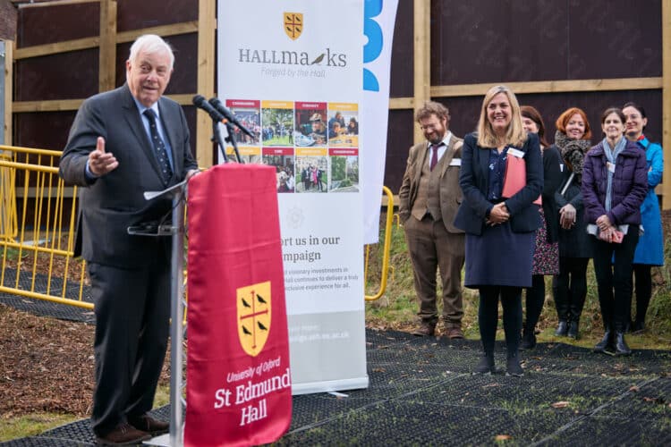 Chancellor Lord Patten speaking to the audience.