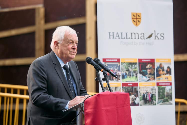 Chancellor Lord Patten speaking to the audience.