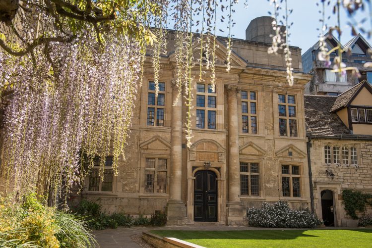 The St Edmund Hall Chapel, with wisteria in the foreground