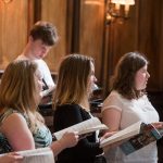 The choir rehearsing in the Teddy Hall Chapel