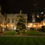 Christmas tree in the College's Front Quad