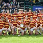 St Edmund Hall men's rugby team holding the Cuppers Final plate