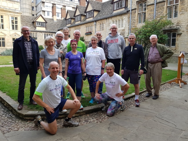 Dan with fellow runners in St Edmund Hall's Front Quad