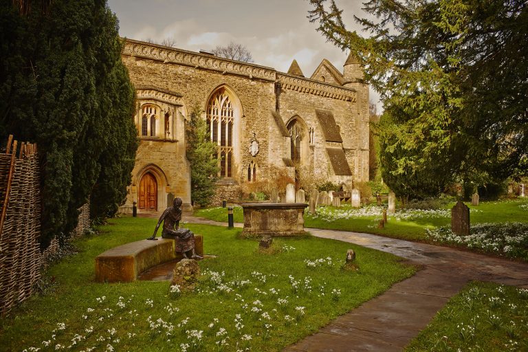 St Edmund Statue and the church