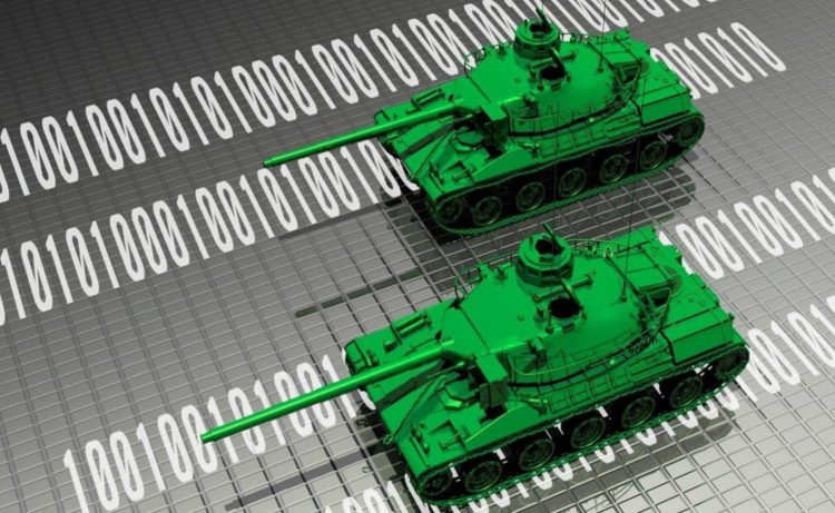 Image of tanks on binary code