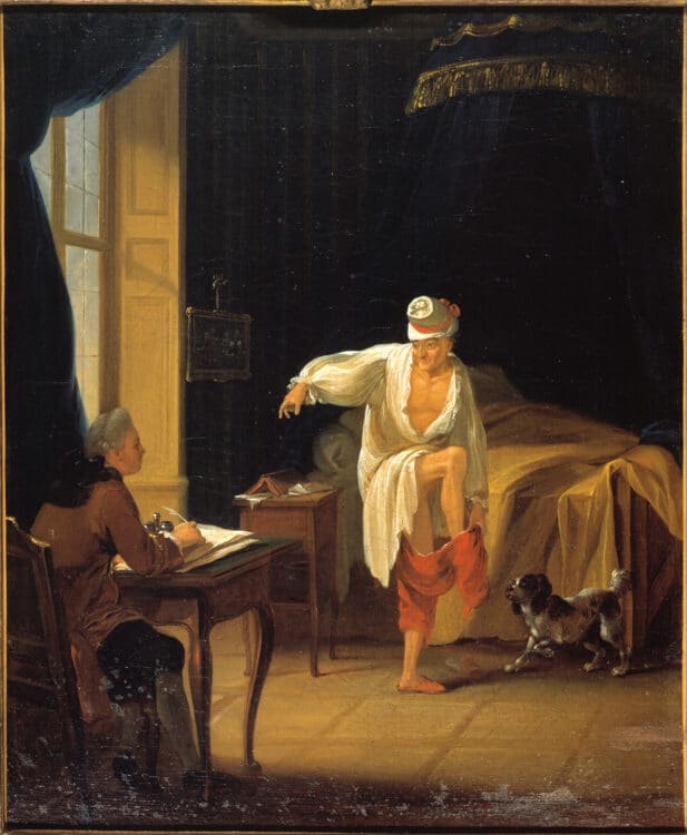 Figure 2: Jean Huber, 'Voltaire à son lever à Ferney', before 1772