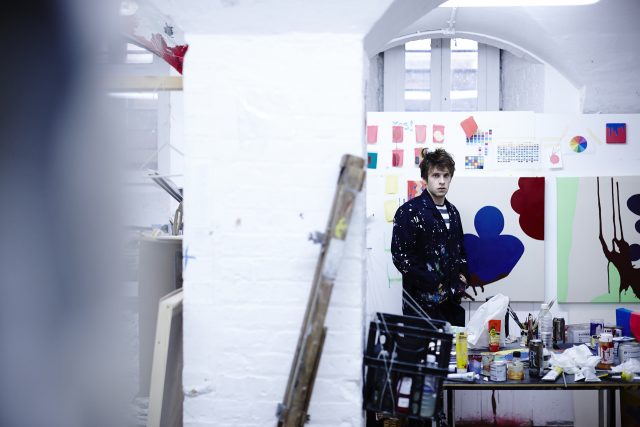 A student in his studio at the Ruskin School of Art