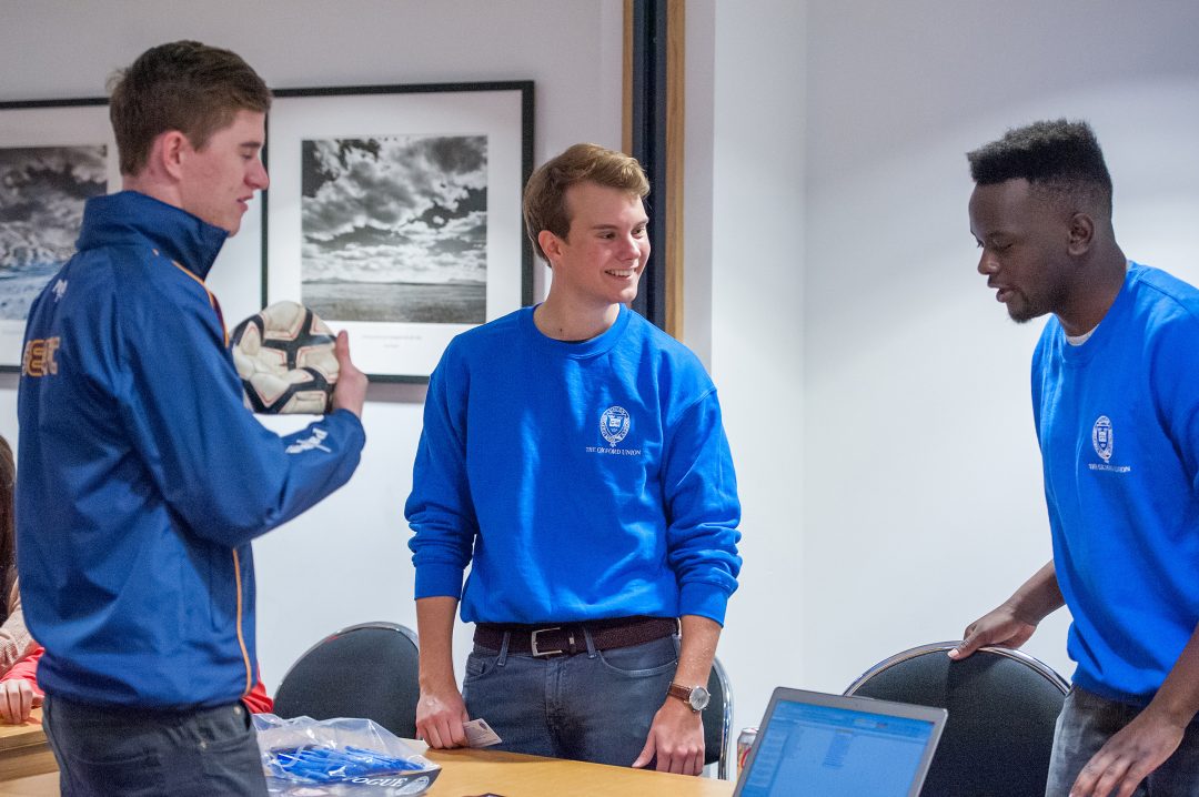 Students chatting at the College Freshers' Fair