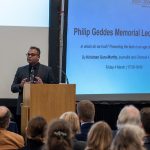 Krishnan Guru-Murthy speaking in the Examinations Schools, Oxford.