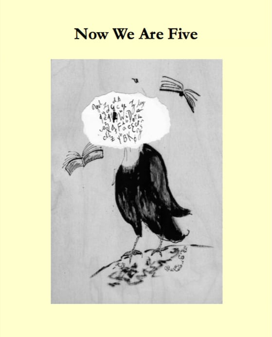 Cover of 'Now We Are Five', a publication by the Hall Writers' Forum