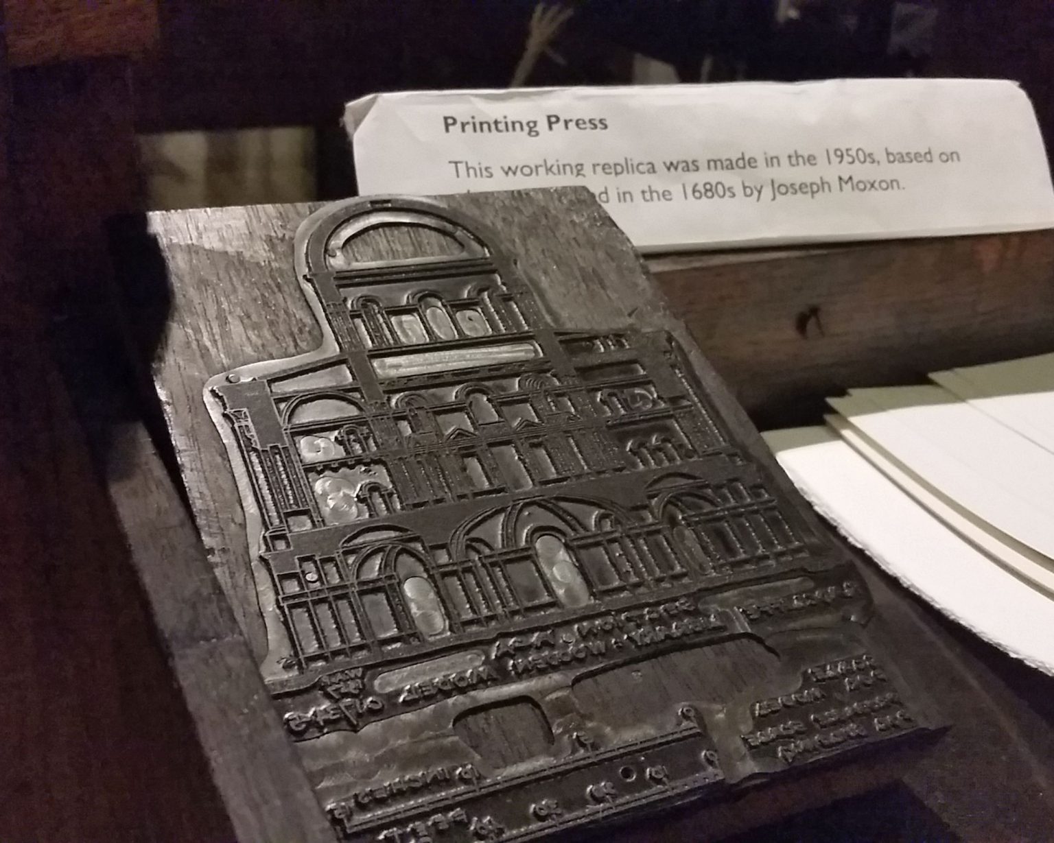 Historic printing press with Radcliffe Camera plate