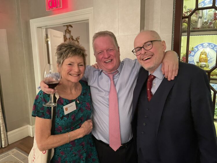 Linda Elston, Steve Vivian (1977, Geography) and current St Edmund Hall Association President Chris Elston (1976, Engineering Science) at the New York Dinner at Links Club