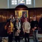 The Instrumental Award winners in the College Chapel with Director of Music, Chris Bucknall