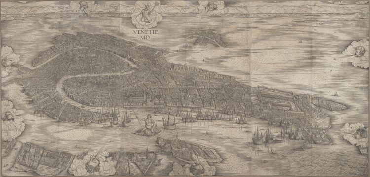 Jacopo de Barbari’s 1500 bird’s eye view of Venice: the Ducal Palace is in the centre