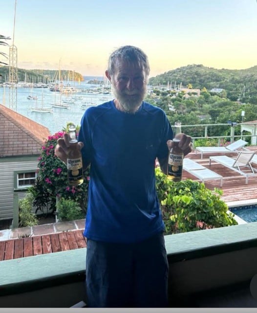 Jim celebrating after Atlantic Challenge