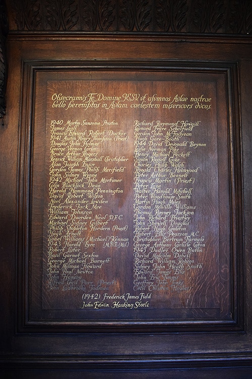 John Steele’s name on the WW2 War Memorial in St Edmund Hall’s Chapel. Source: St Edmund Hall