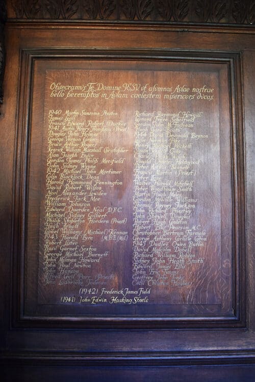 John Steele’s name on the WW2 War Memorial in St Edmund Hall’s Chapel. Source: St Edmund Hall