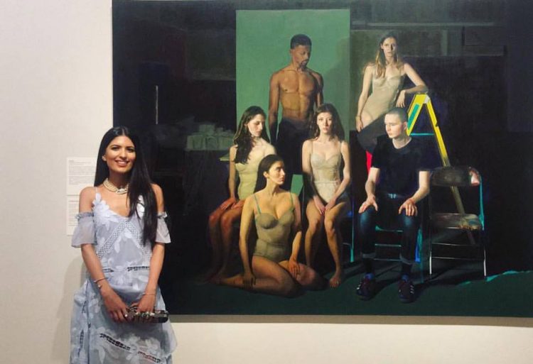 Khushna Sulaman-Butt with her painting, 'Society'