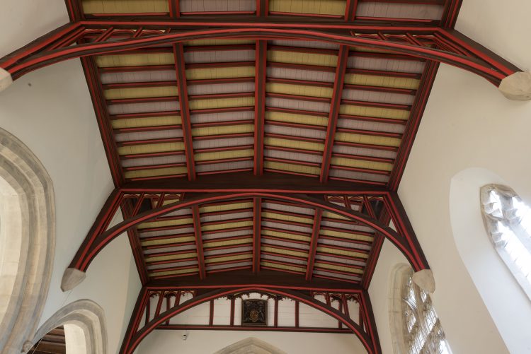 The ceiling of the Teddy Hall library