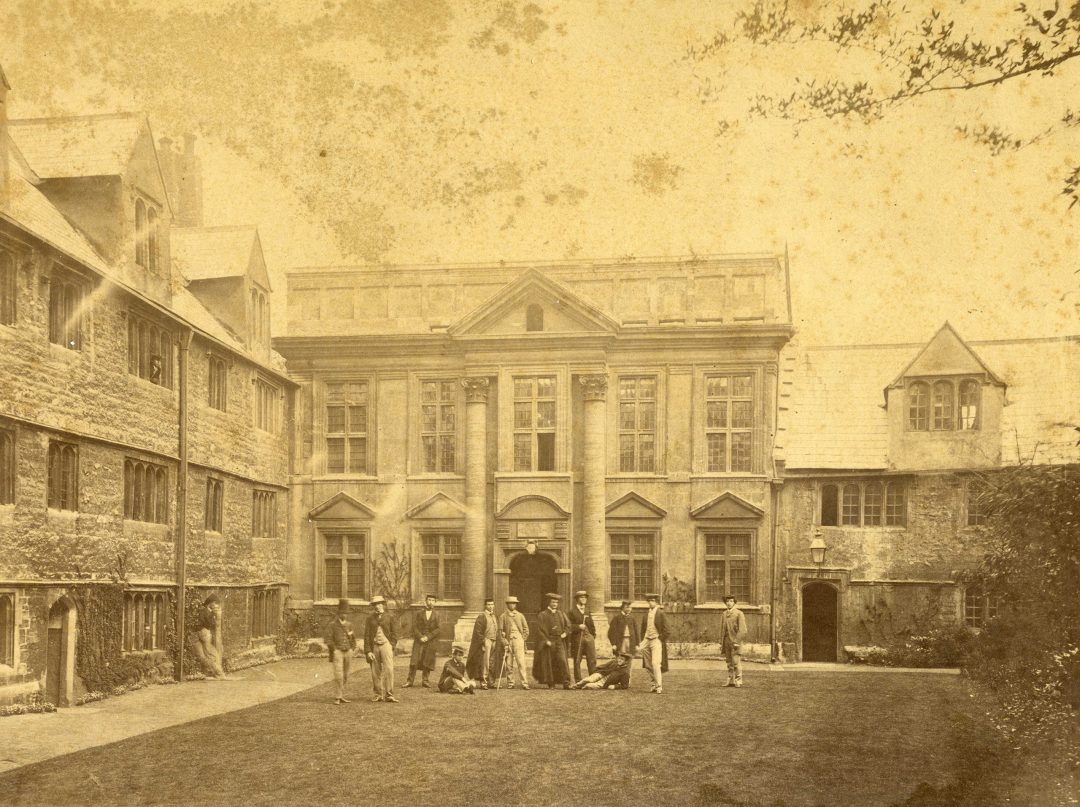 Vice-Principal Liddon with undergraduates in the Front Quad in1862