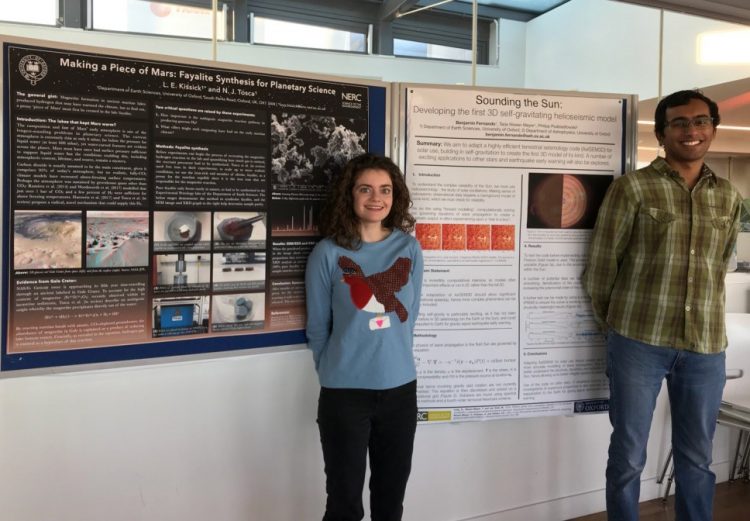 Lucy Kissick and Ben Fernando with their posters at the Oxford NERC DTP in Environmental Research student conference